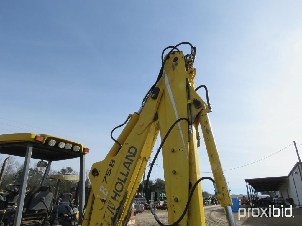 NEW HOLLAND LB75 BACKHOE 2WD OPEN-STATION W/ BUCKET & FORKS SN#031032951 (ODOMETER SHOWS: 4,600 HRS.