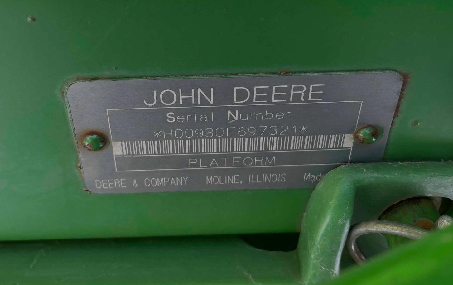 John Deere 930F Grain Head Full Finger SN *H00930F697321* ...