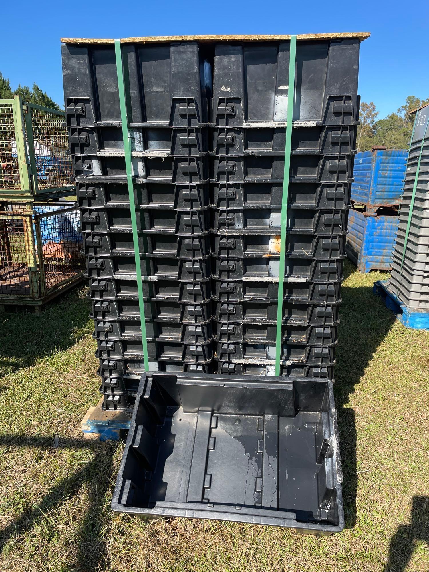(28) BLACK PLASTIC TOTES 1 PALLET
