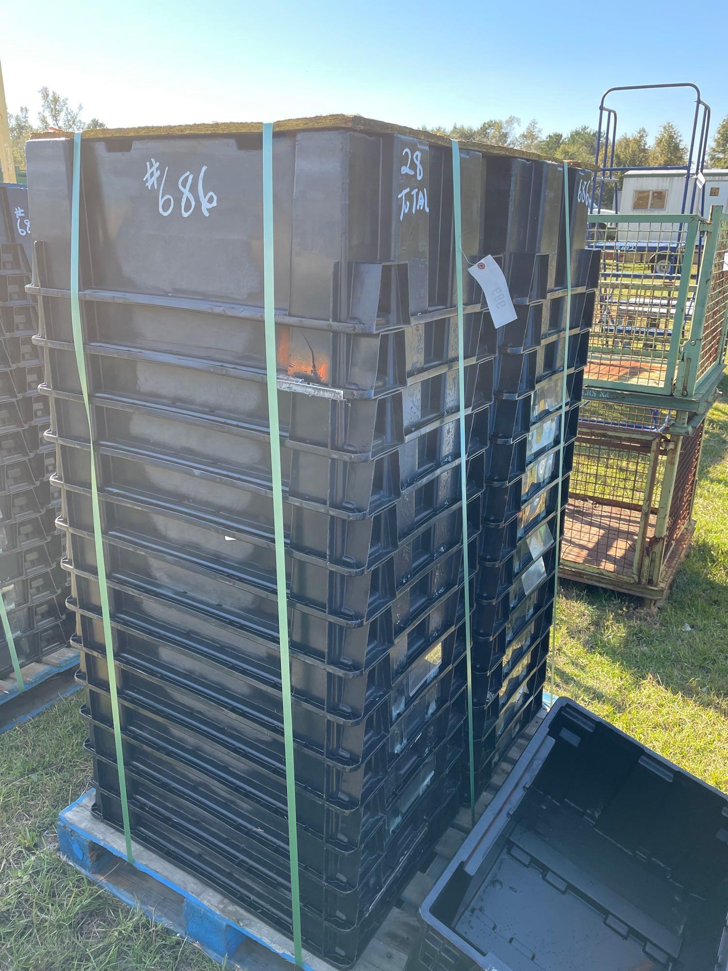 (28) BLACK PLASTIC TOTES 1 PALLET