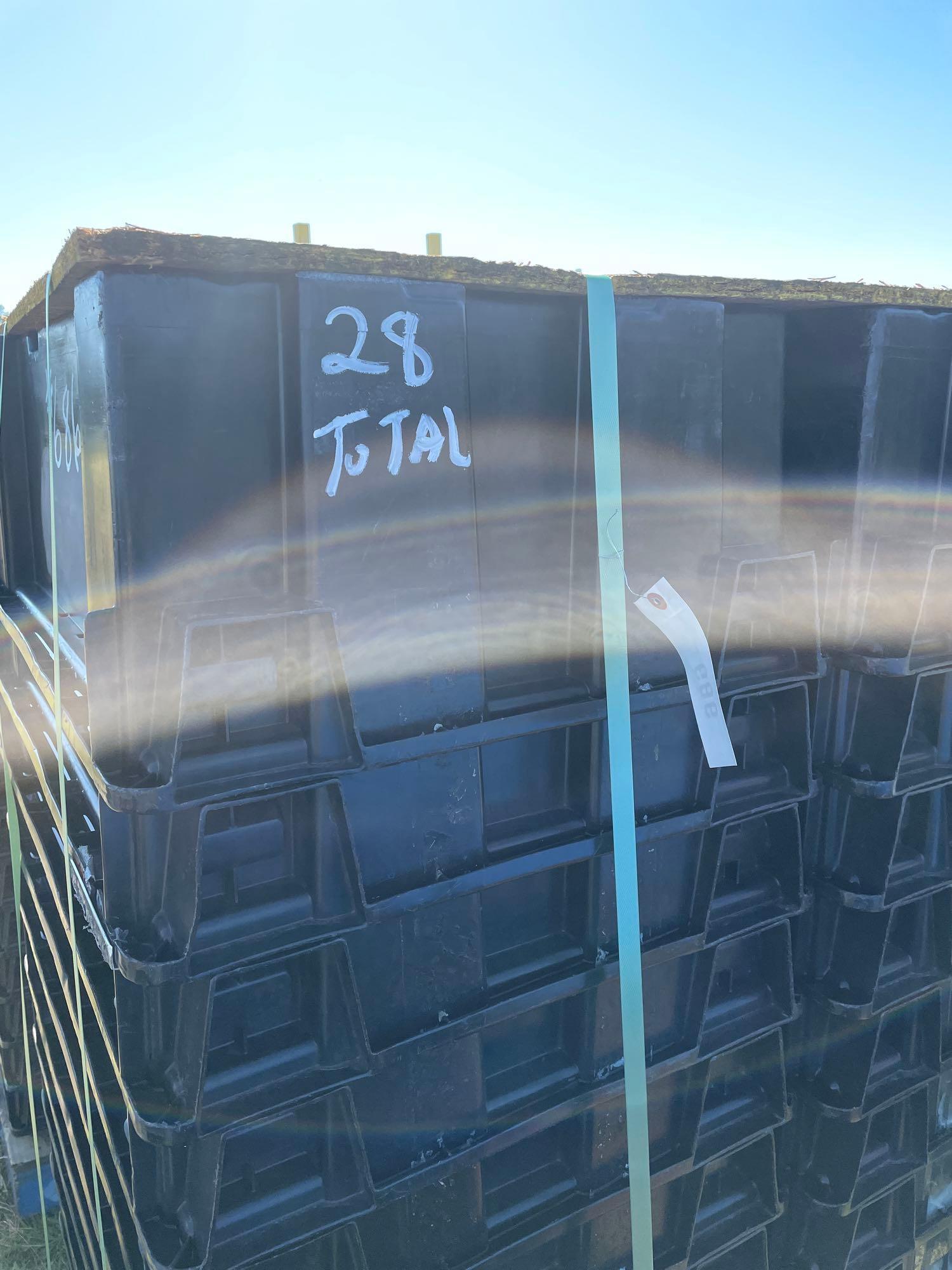 (28) BLACK PLASTIC TOTES 1 PALLET