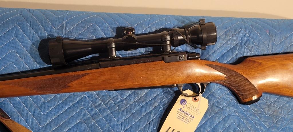 Ruger M77, .30-06 bolt Tasco scope and leather