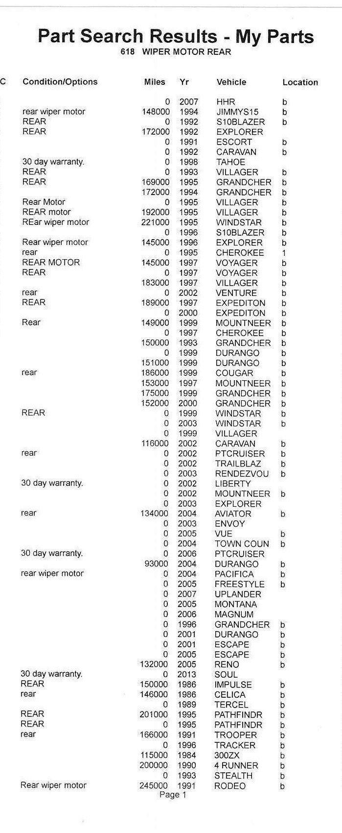 98+/- WIPER MOTOR REAR