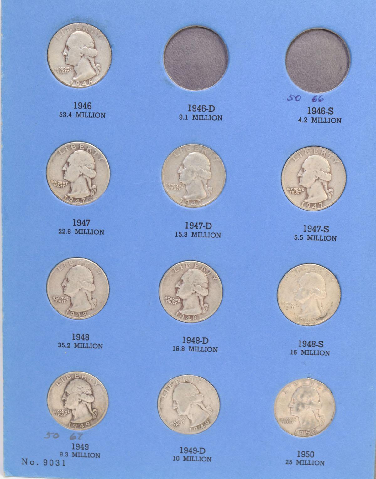 Washington Silver Quarter Book, 1946-1959