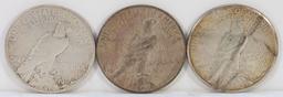 1921-P, 1922-P & 1922-S Peace Silver Dollars
