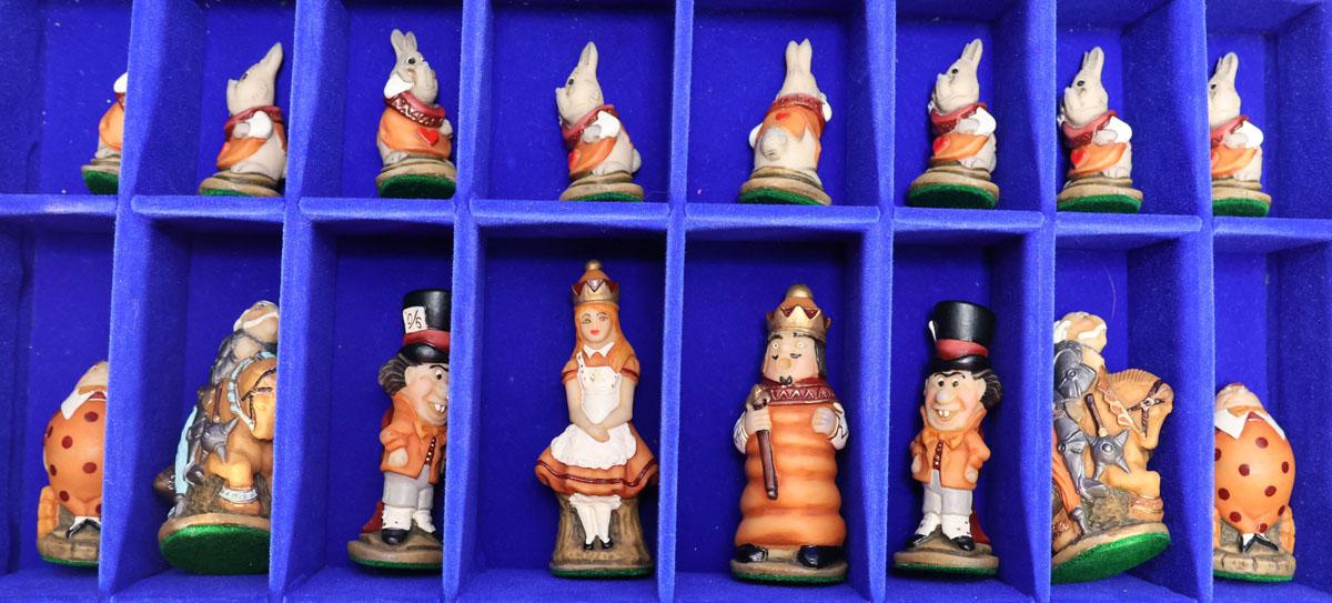 Alice In Wonderland Hand Painted Chess Set