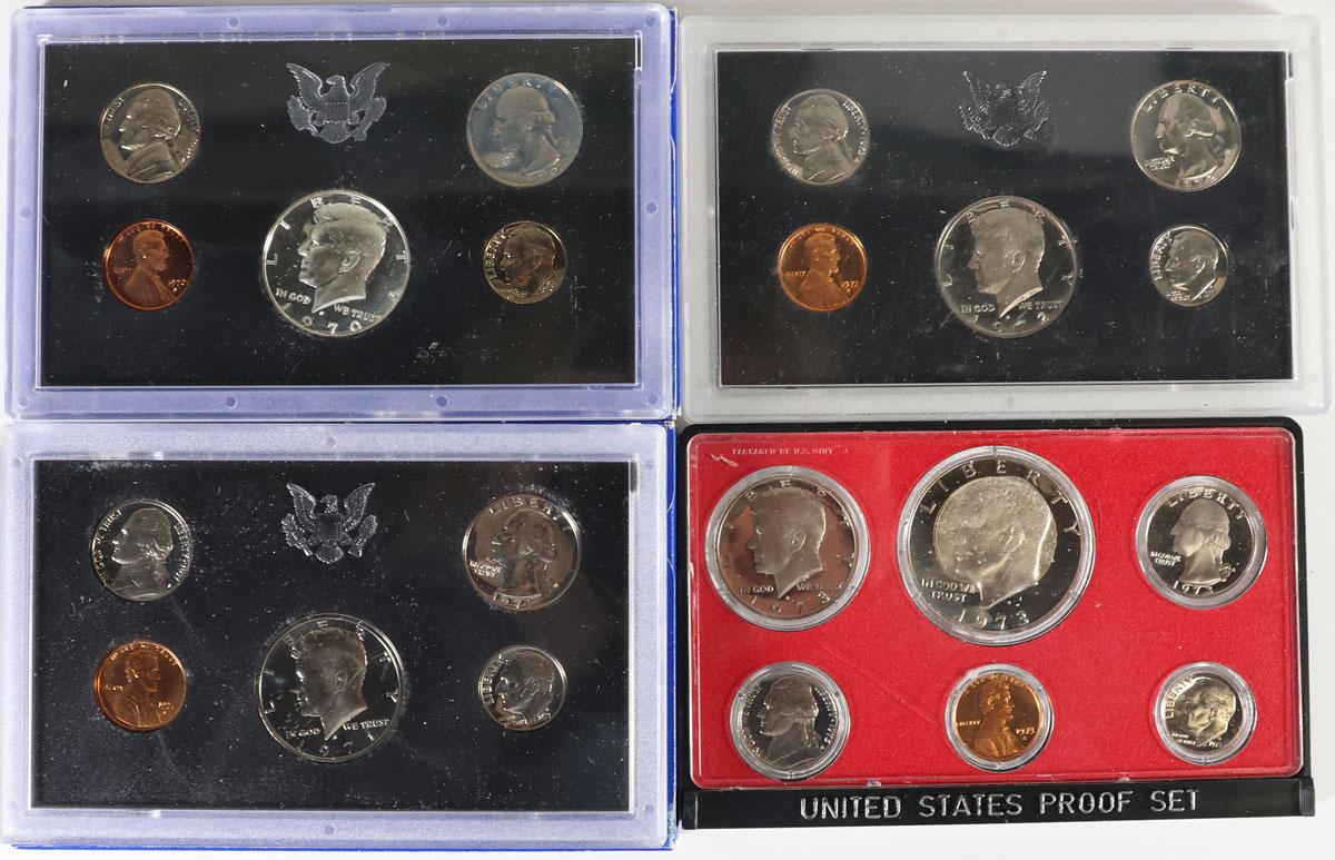 4 U.S. Proof Sets, 1970, 1971, 1972, 1973