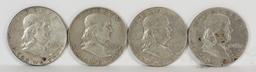 4 Franklin Silver Half Dollars; 2-1962-D, 2-1963-D