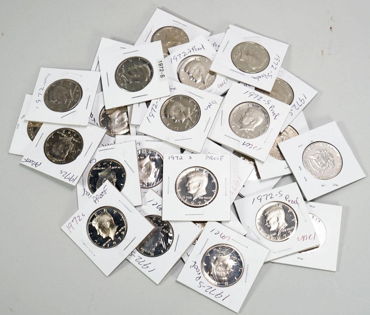 30 Kennedy Half Dollars - Mostly 1972