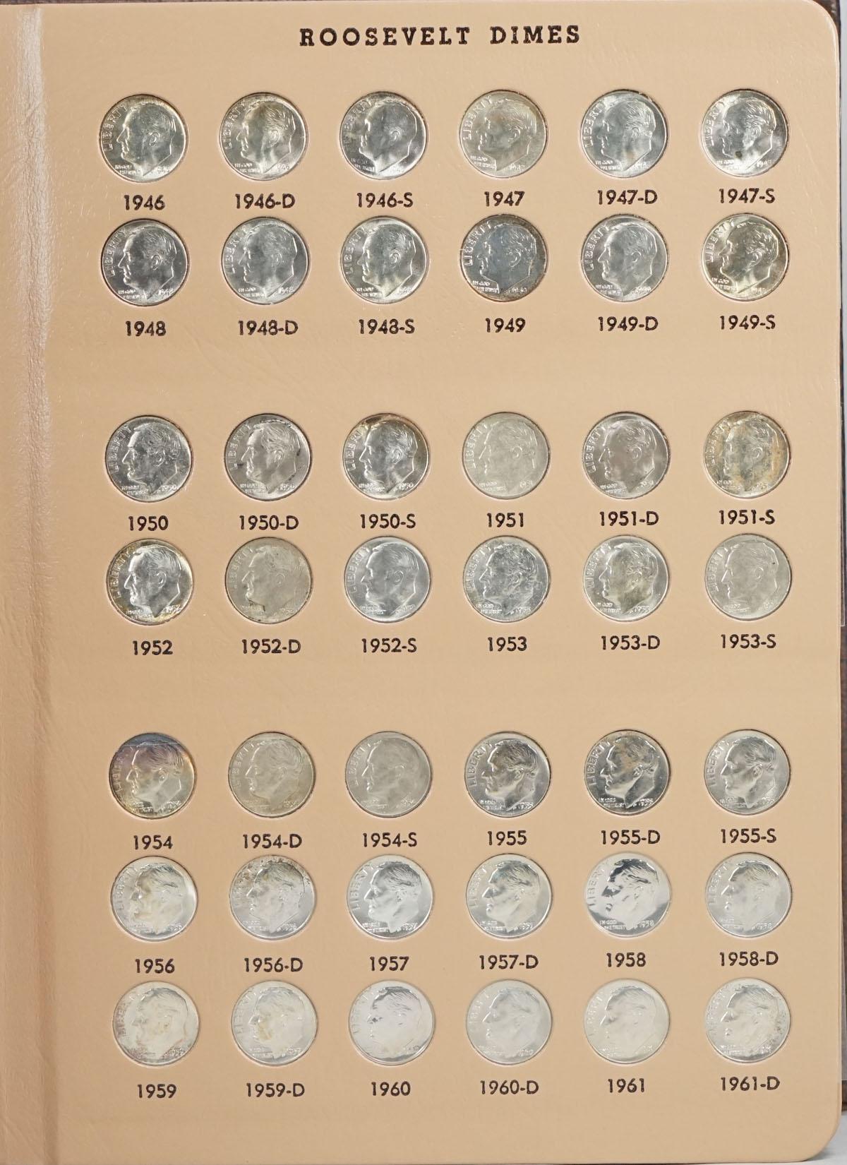 Roosevelt Dime Book 1946-2011, Various Dates/Mints (Approx. 139 Coins)