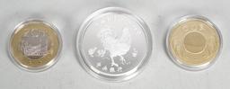 2005 Chinese Zodiac Year of The Rooster 3 Coin Commemorative Set