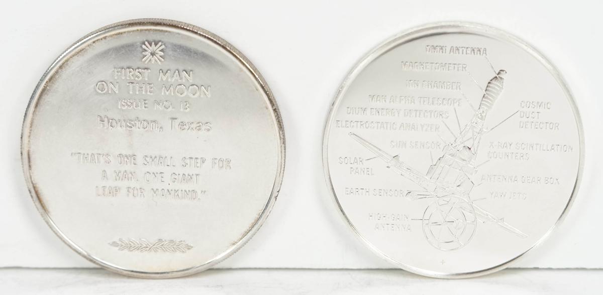 First Man On The Moon Sterling Round & Ranger 1 Satellite Sterling Round