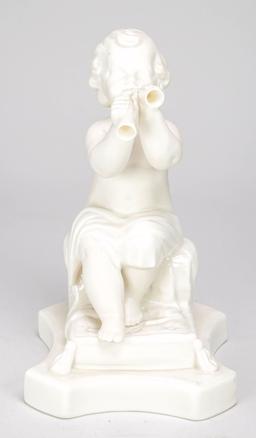 Belleek Porcelain Figurine, Minstrel With Pipes No. 349