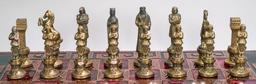 Italian Brevettato Cast  Chessmen w/ Metal Embossed Board