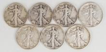 7 Walking Liberty Half Dollars; 1943-S,1944-D,1944-S,1945-P,2-1945-D,1945-S