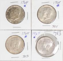 4 1964 Kennedy Silver Half Dollars