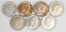 7 Kennedy 40% Silver Half Dollars; 1966,4-1967,1968-D,1969-D