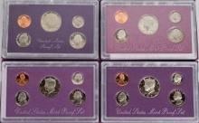 4 U.S. Proof Sets; 1985, 1989, 1990, 1991