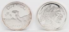 Liberty Indian Head & 1993 Joe Camel 1 Troy Oz. .999 Fine Silver Rounds