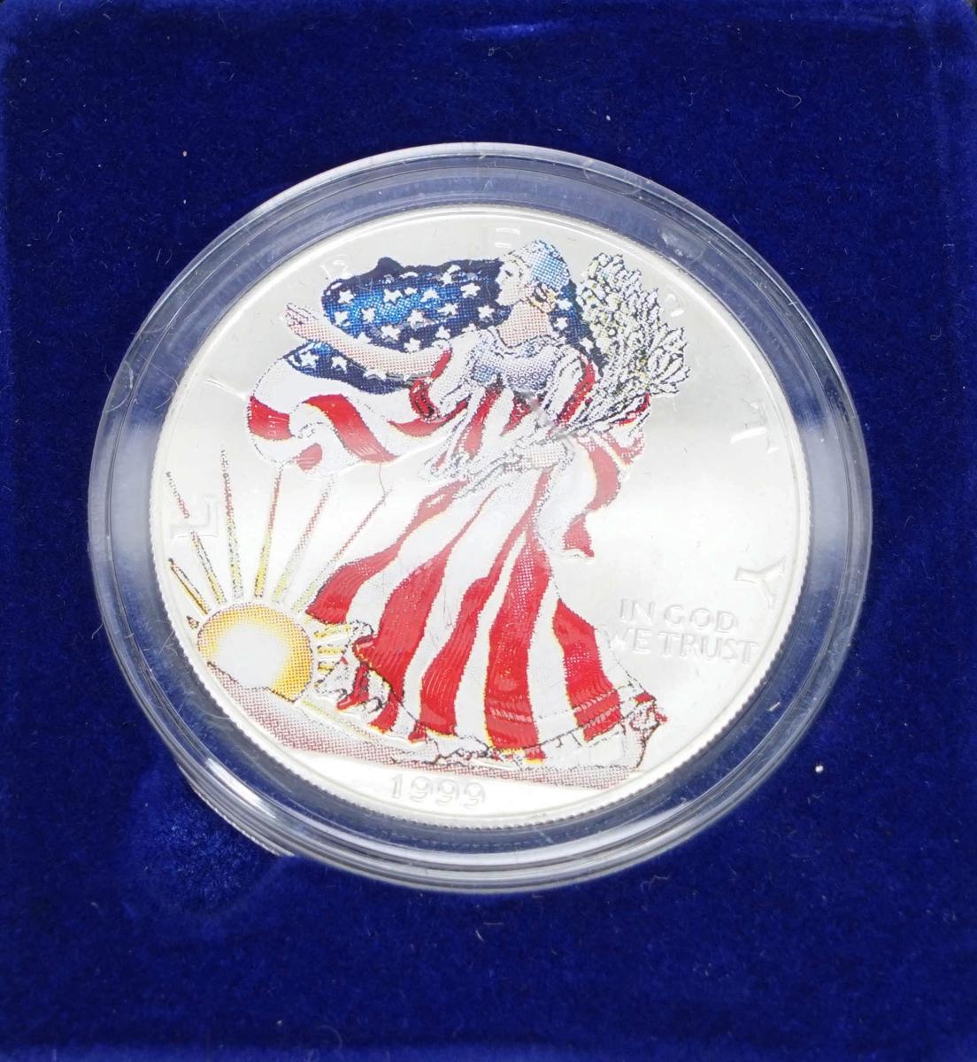 1999 American Colorized Silver Eagle, 1 Troy Oz. Fine Silver