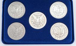 Morgan Silver Dollar Collection Set; 5 Coins (1892,1896,1897,1898,1899)