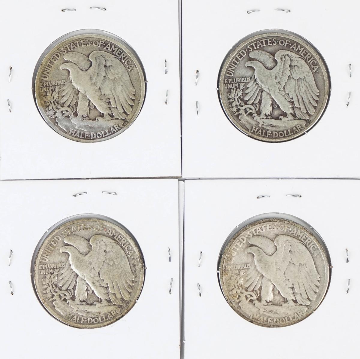 4 Walking Liberty Half Dollars: 1942-S,1943,1946-S,1947-D