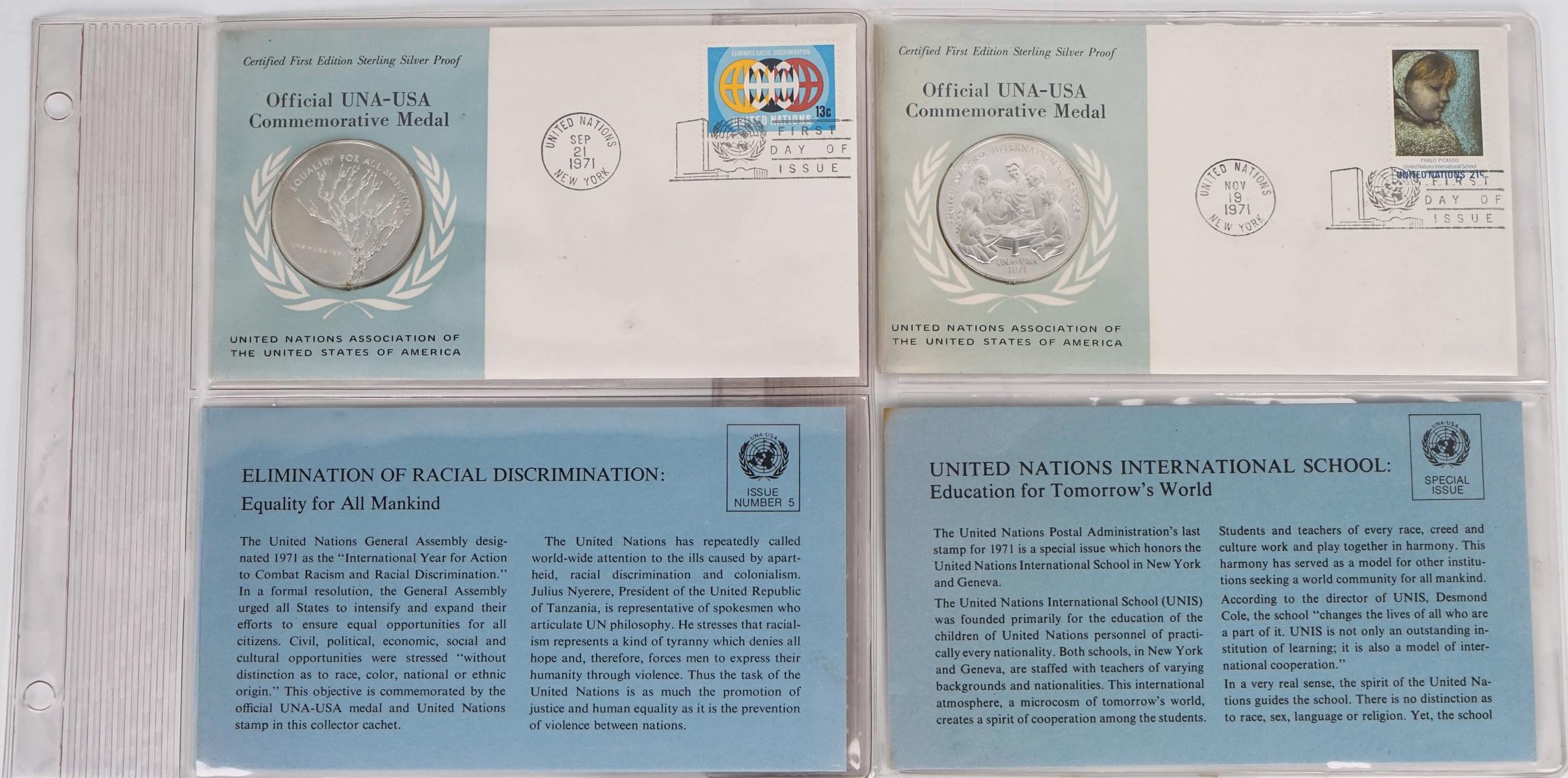 3-1971 UNA-USA Commemorative Sterling Proof Medals,