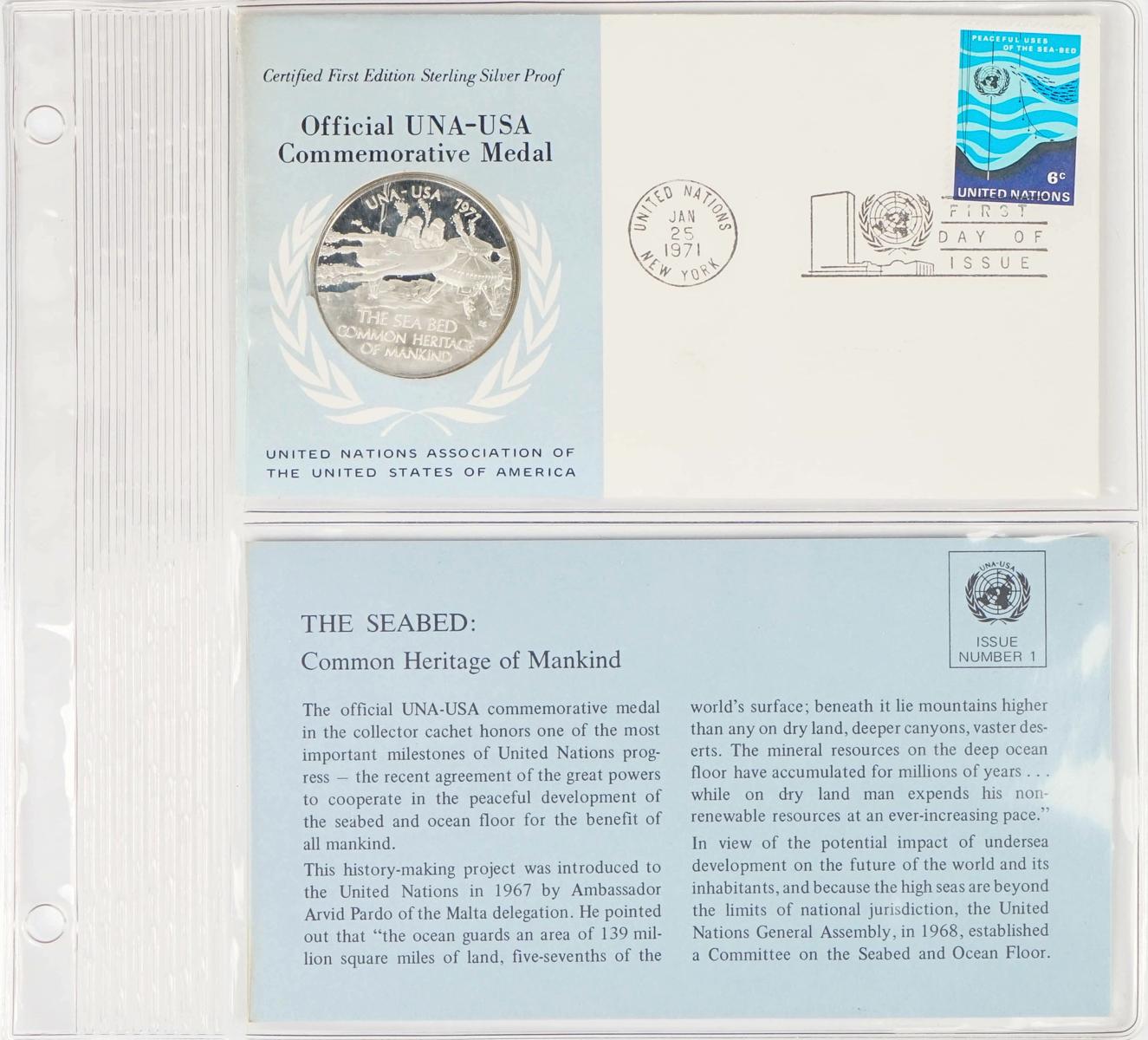3-1971 UNA-USA Commemorative Sterling Proof Medals,