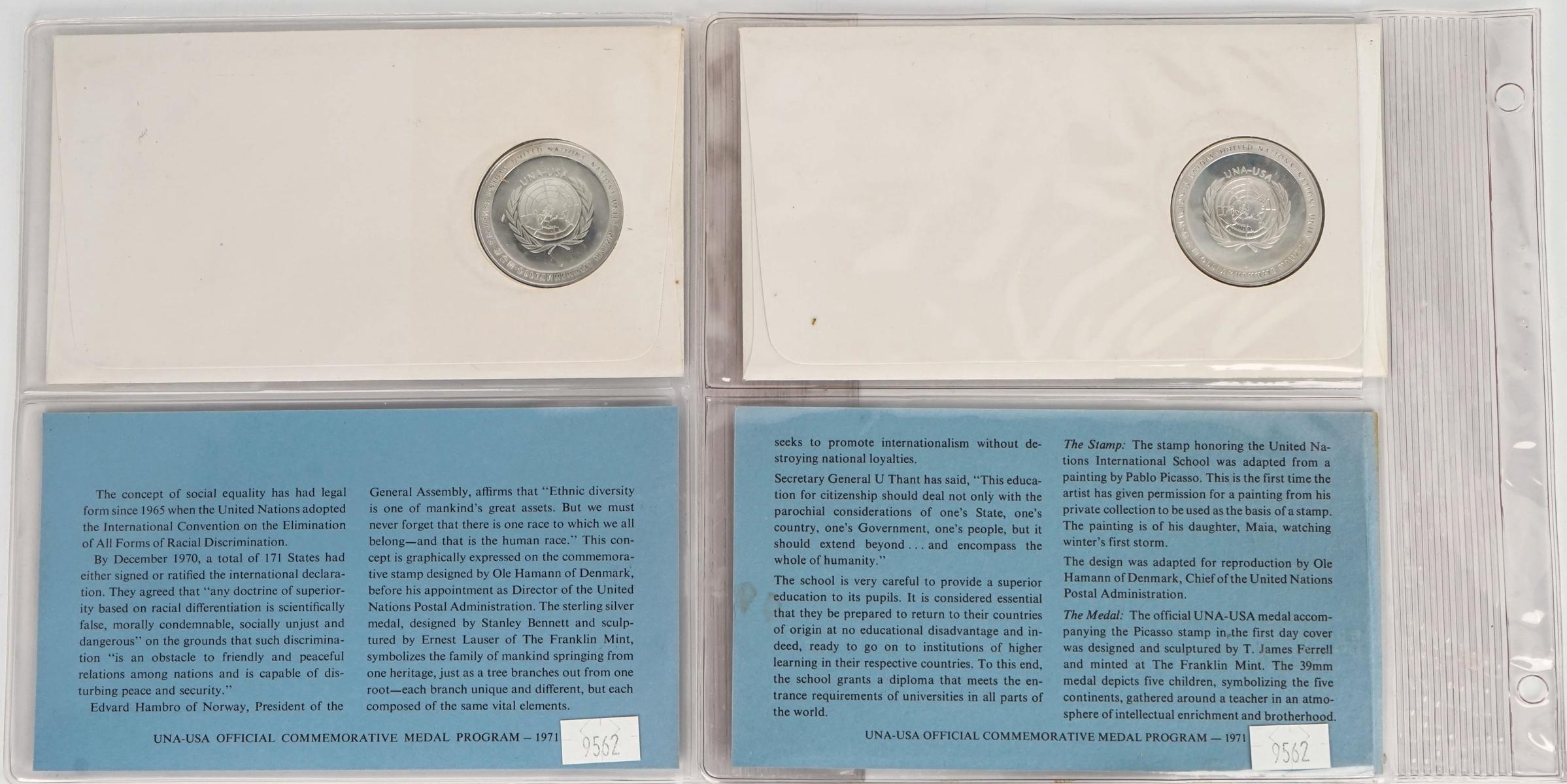 3-1971 UNA-USA Commemorative Sterling Proof Medals,