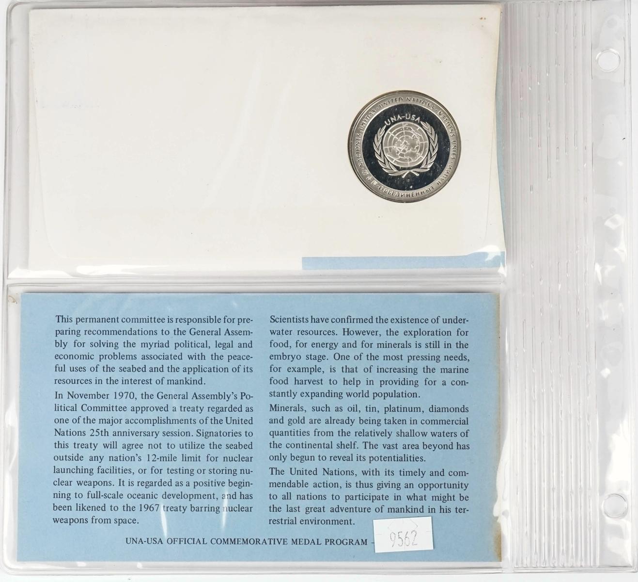 3-1971 UNA-USA Commemorative Sterling Proof Medals,