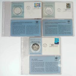 3-1971 UNA-USA Commemorative Sterling Proof Medals,