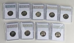 9 Washington Quarter "Proof Cameo" Coins, 1991S - 1998S