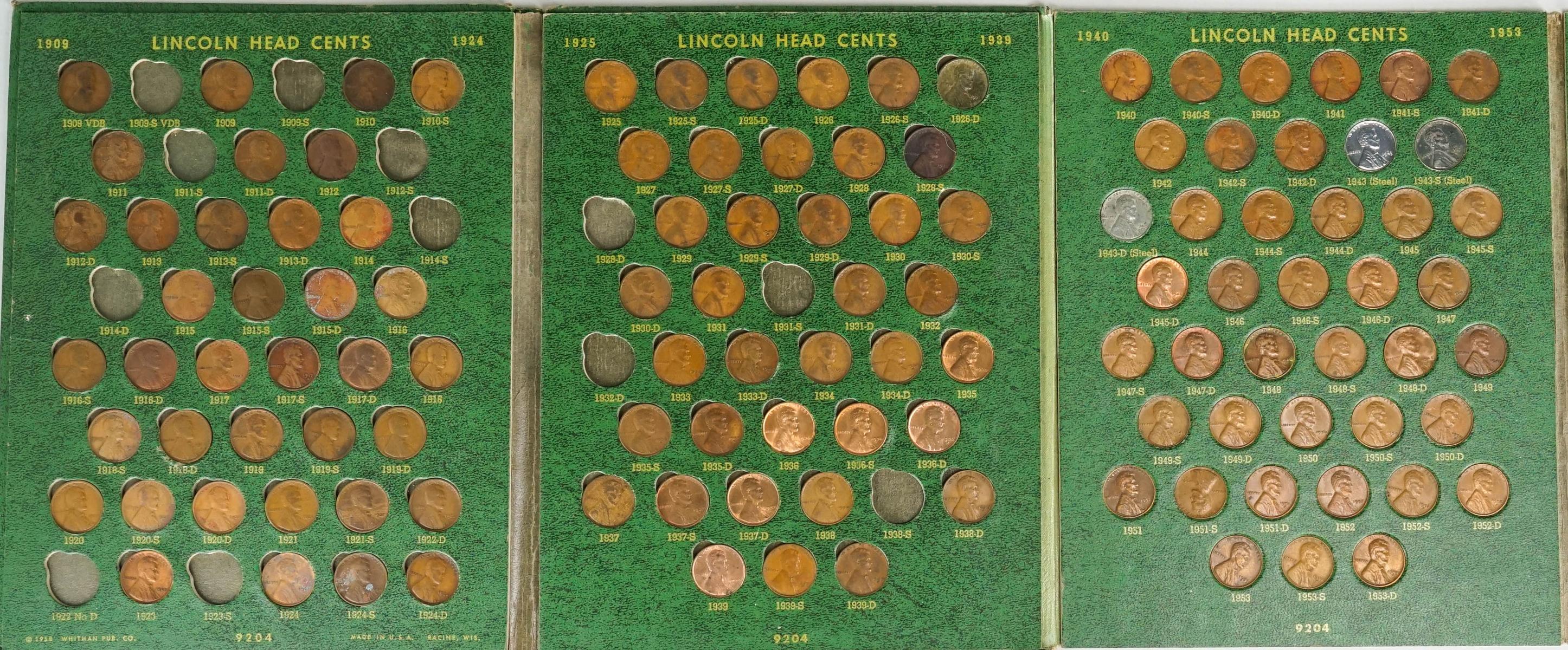 Lincoln Head Cent Book (1909-1965), Incomplete
