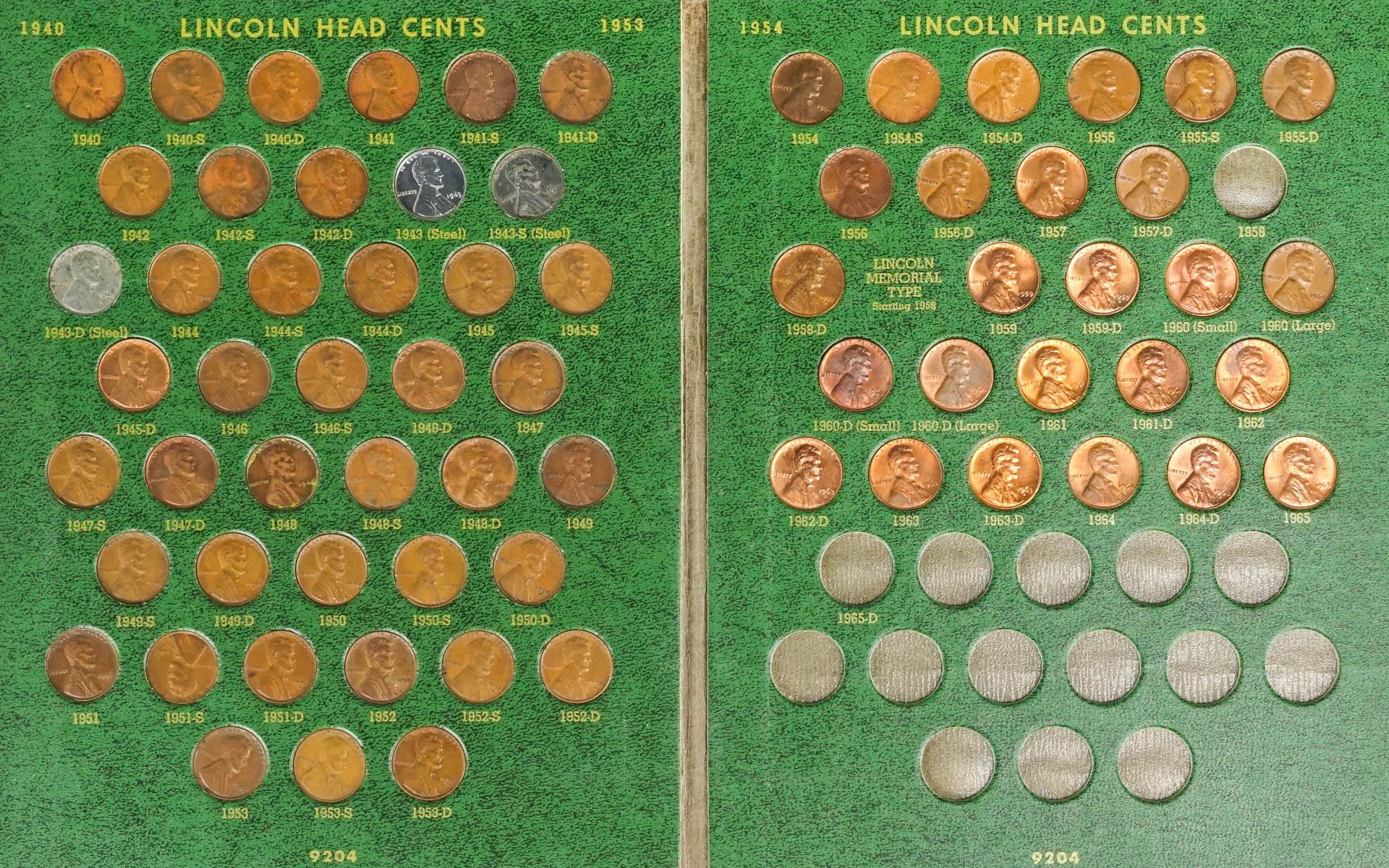 Lincoln Head Cent Book (1909-1965), Incomplete