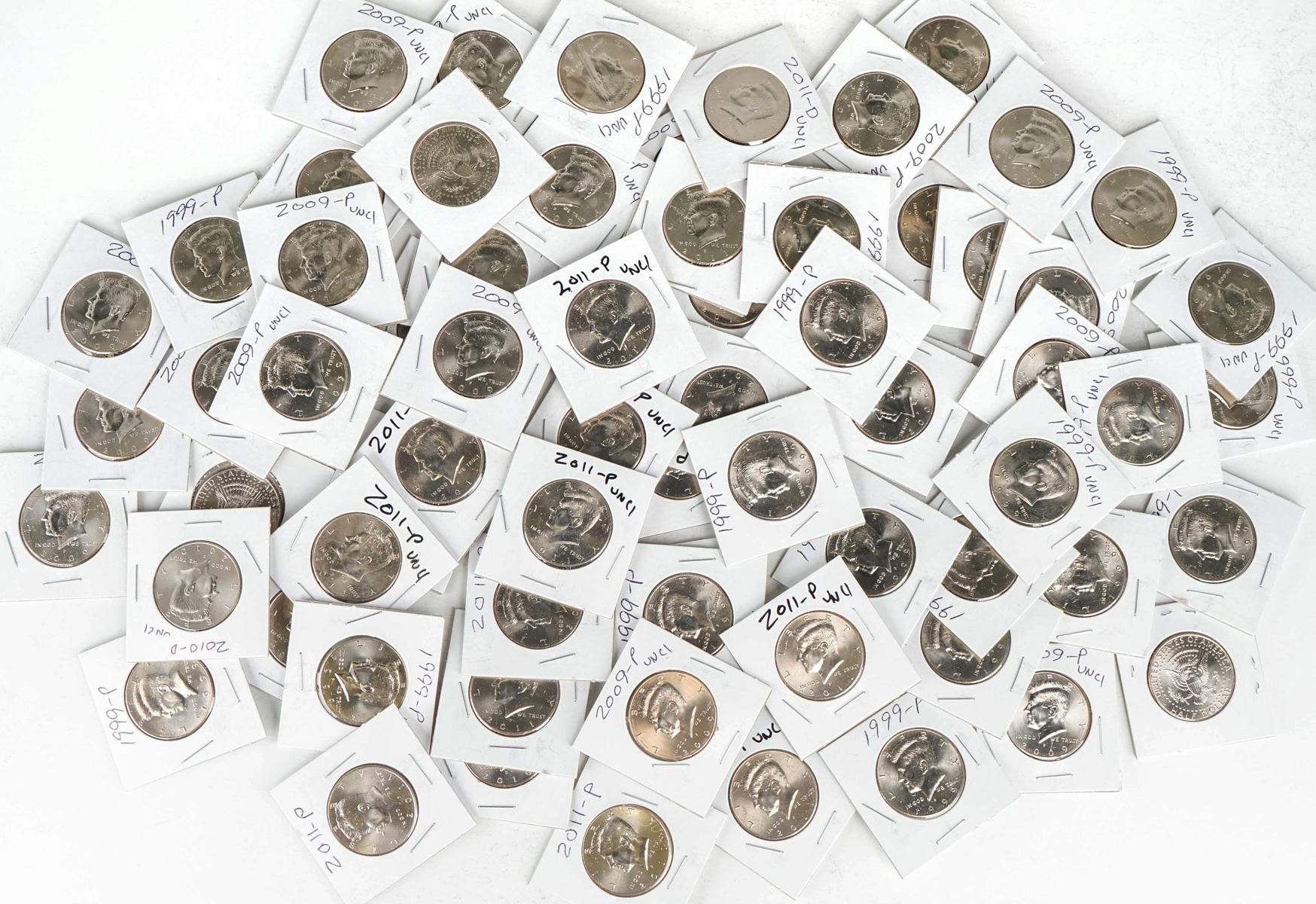 68 +/- Kennedy Half Dollars; Various Dates/Mints