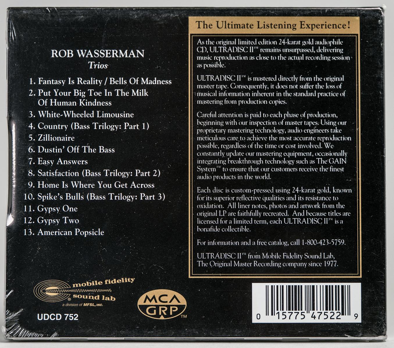 Rob Wasserman "Trios" Original Master Recording CD