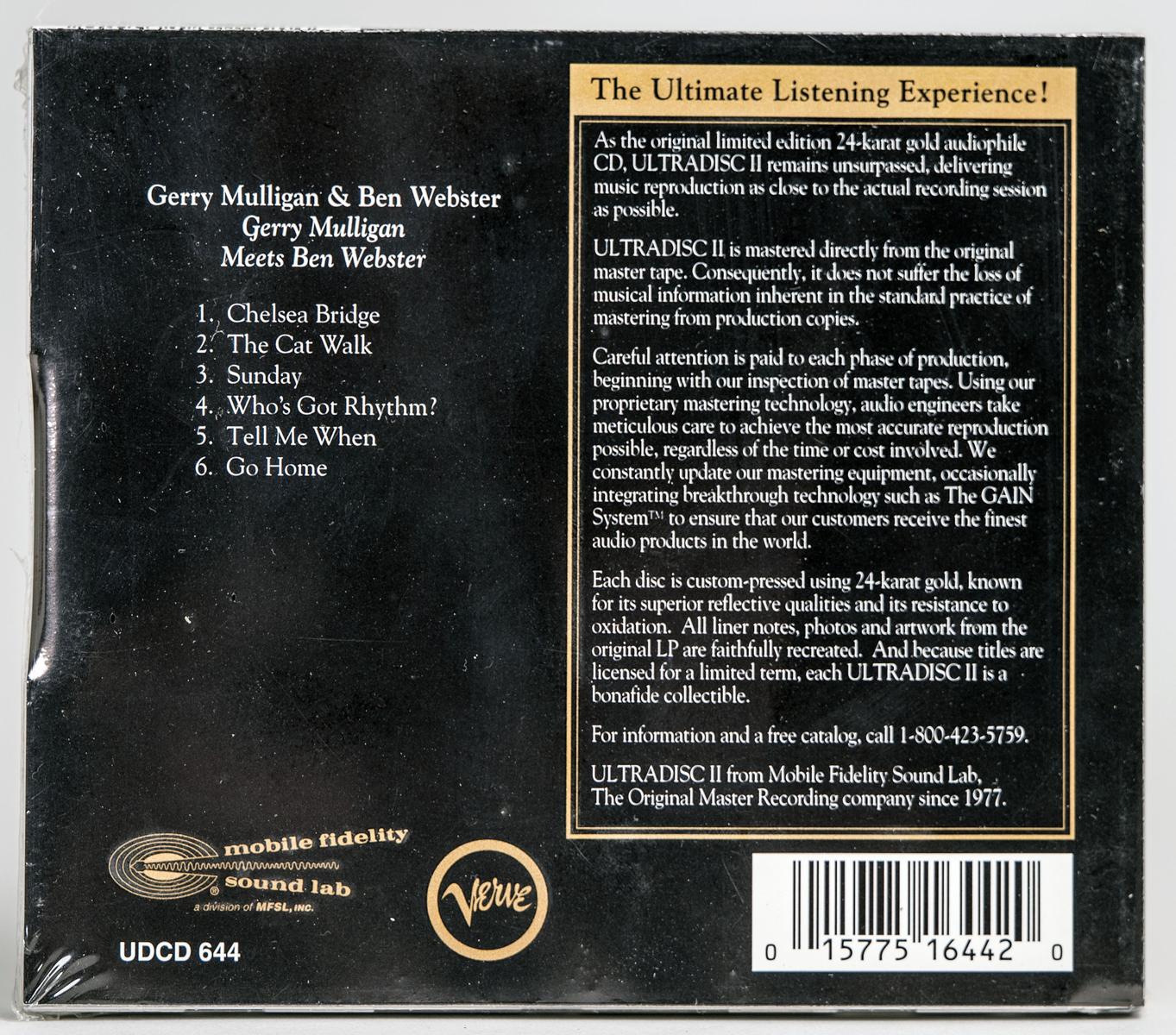 "Gerry Mulligan Meets Ben Webster" Original Master Recording CD