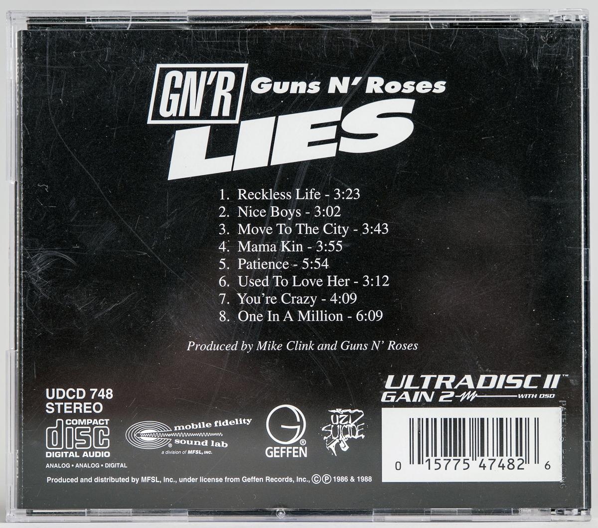 Guns 'N Roses "Lies" Original Master Recording CD