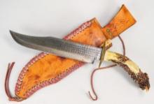 Antler Handle Frontier Knife w/ Sheath