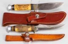 Othello & Edgeman Antler Handle Knives w/ Sheaths