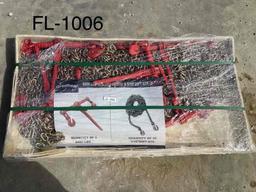Unused 2024 Greatbear Qty of (5) 5400LBS Ratchet binder and Qty of (10) 5/16" 20FT G70 chain