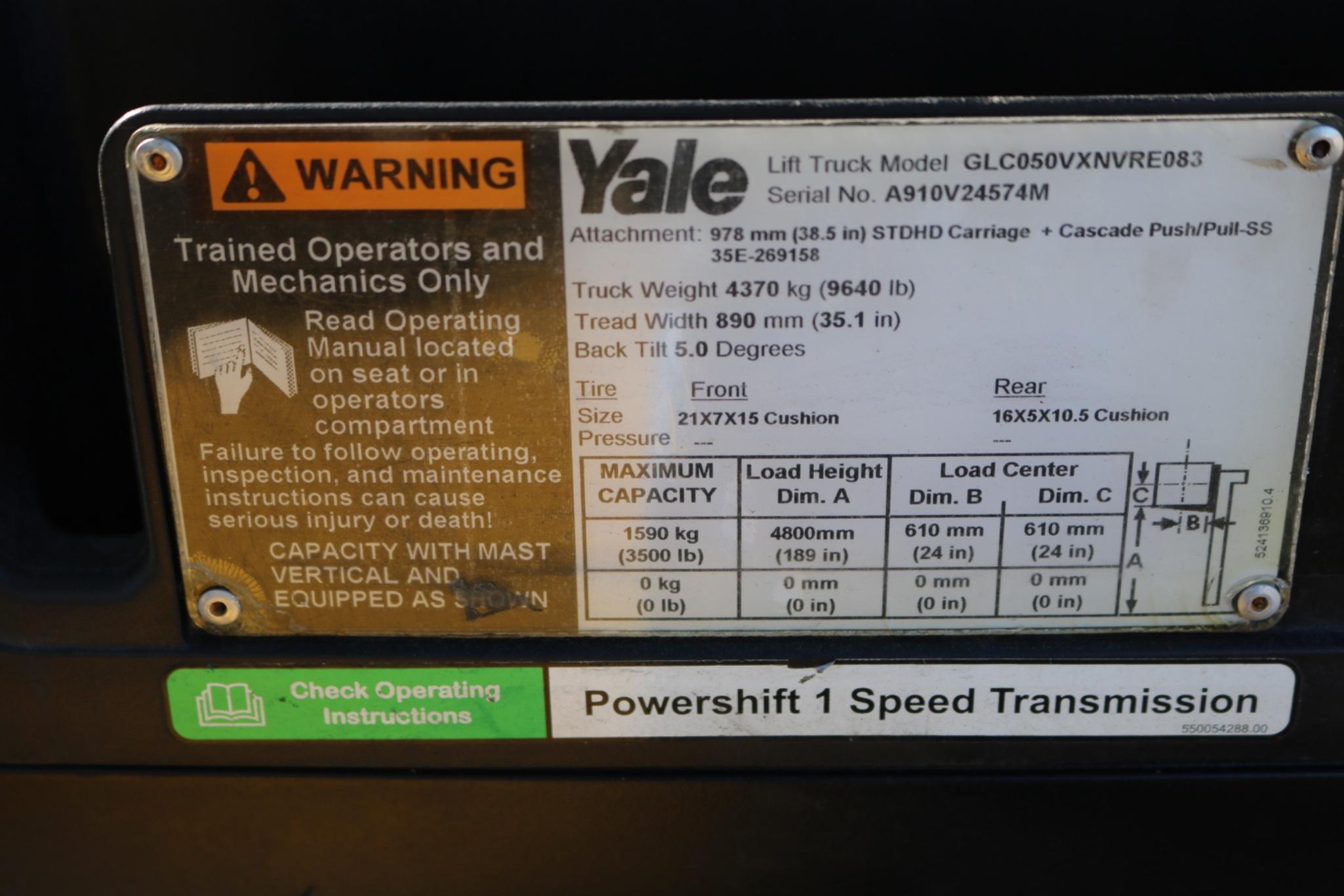 Yale 3500lbs 3 stage Forklift