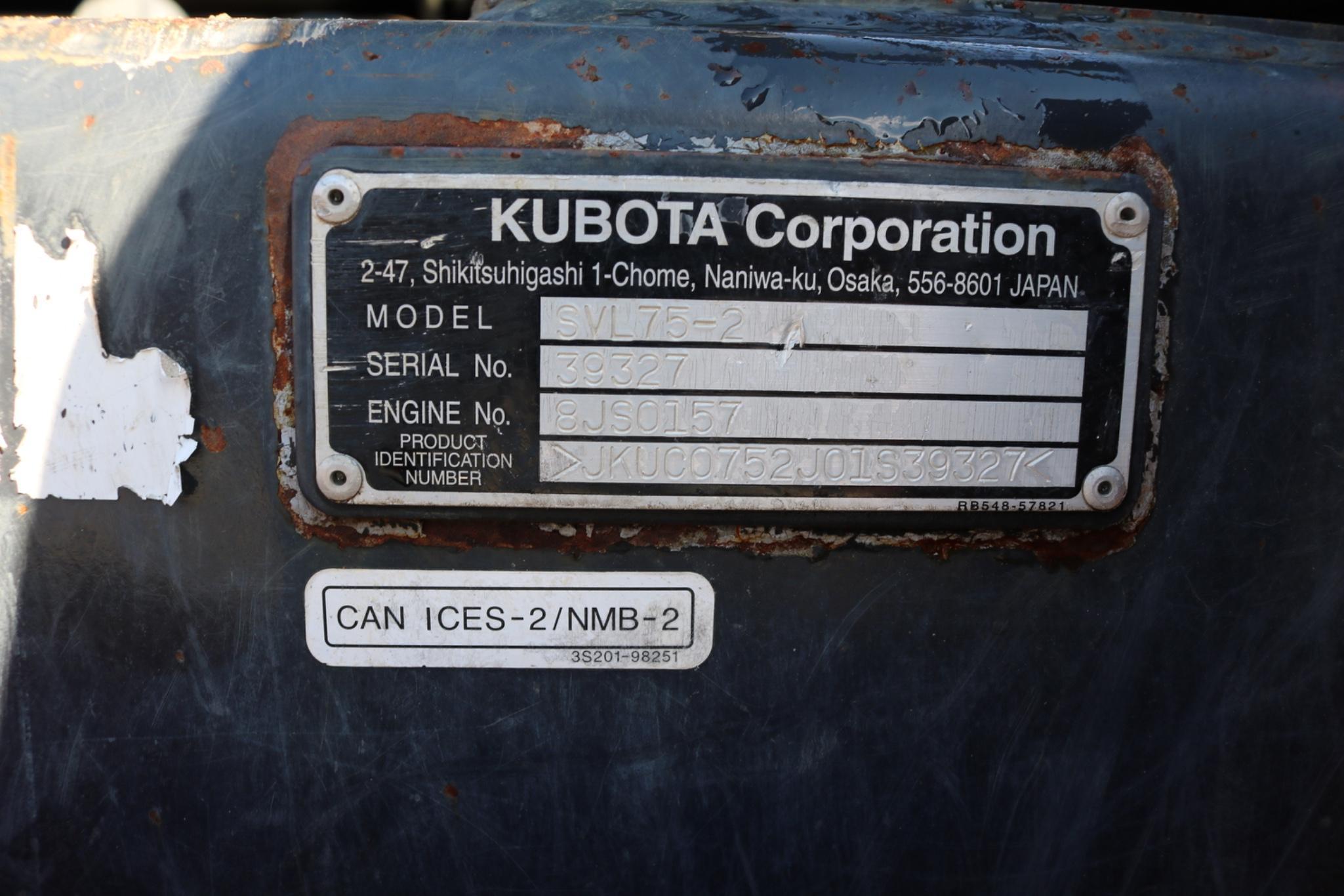 2018 Kubota SVL75-2 75HP Track Loader