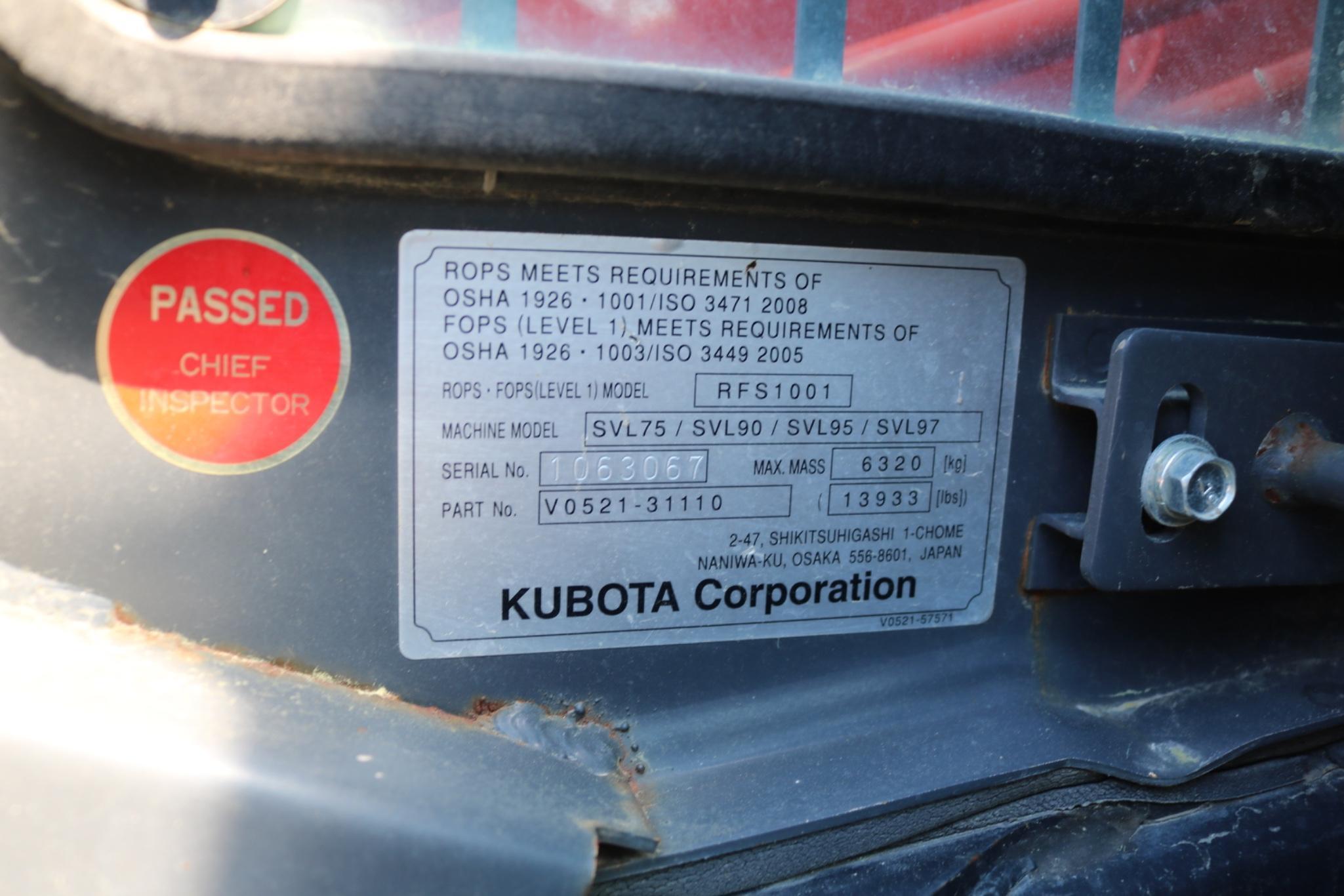 Kubota SVL97-2 High Flow Skid Steer  Cab A/C, Rear Camera, Quick Attach!