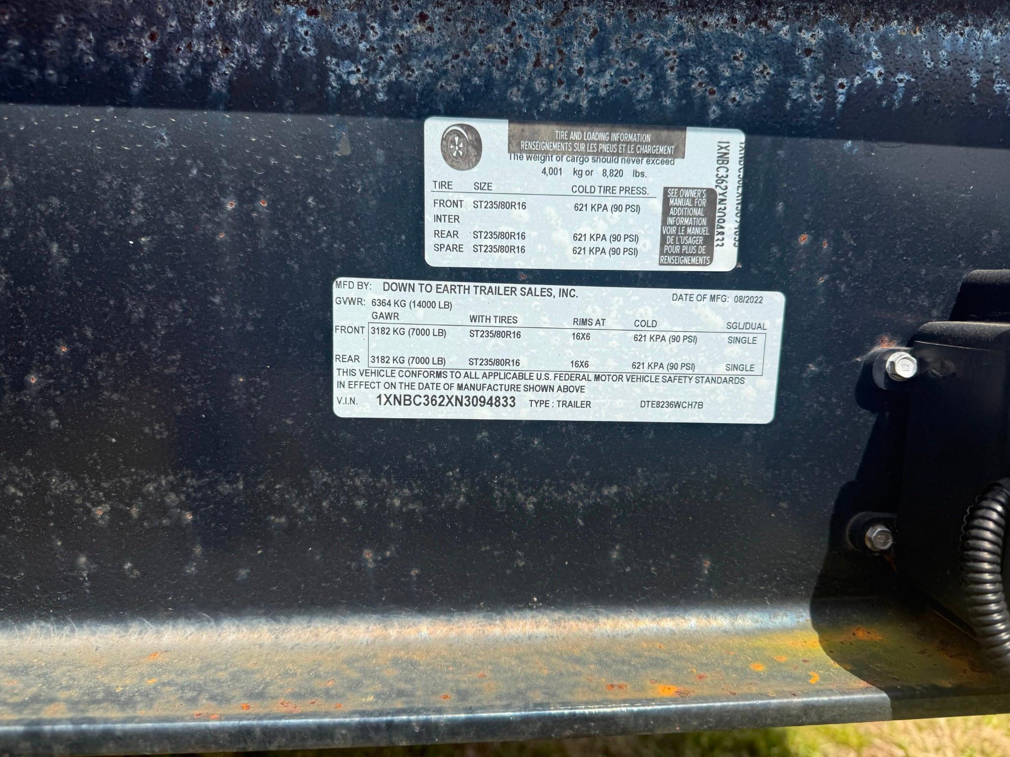 2022 Down2Earth 82in x 36ft Two-Car Hauler