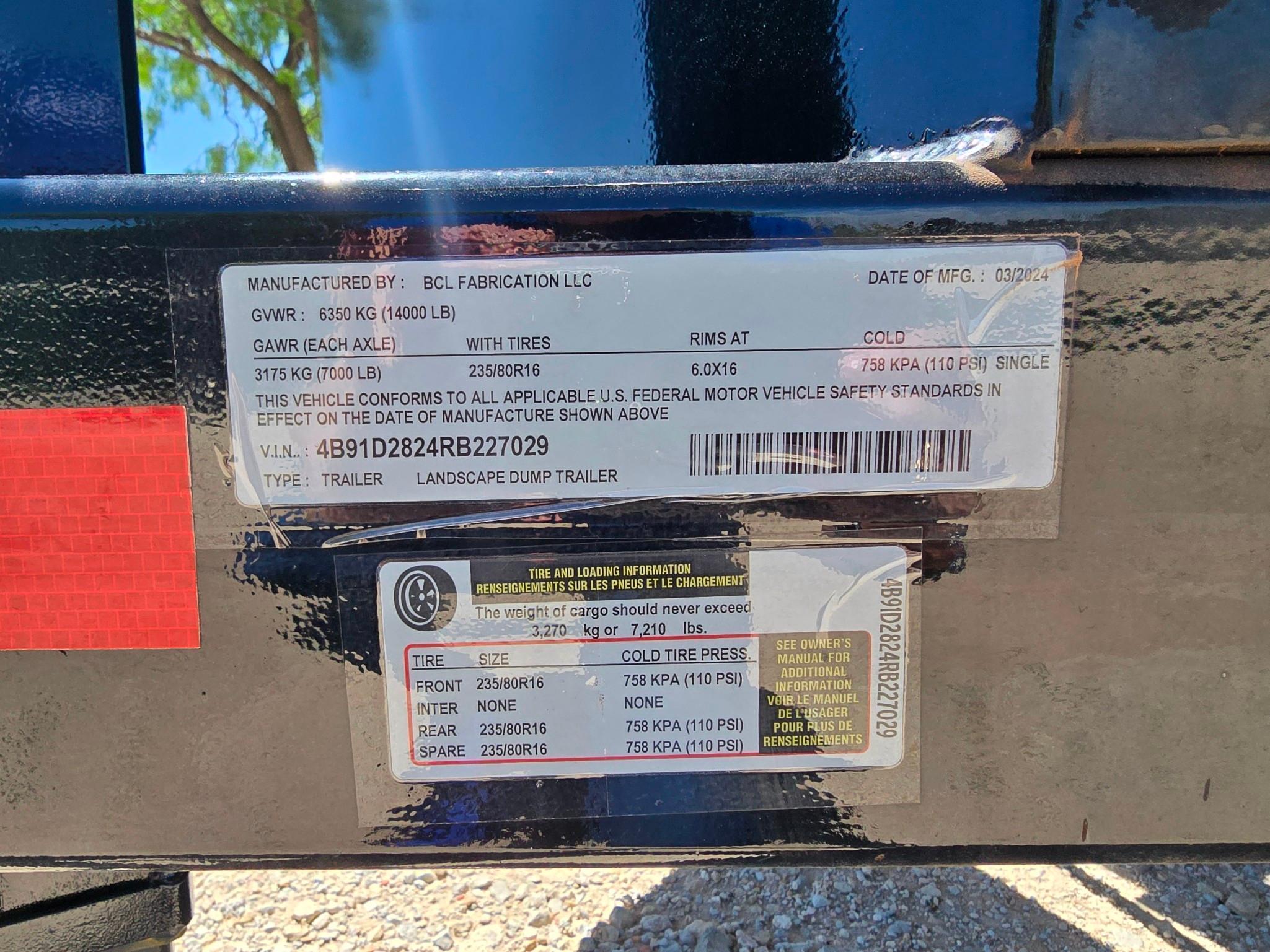 2024 BCL Fabrication Landscape Dump Trailer - Heavy-Duty Utility Trailer for Mulch Debris Hauling