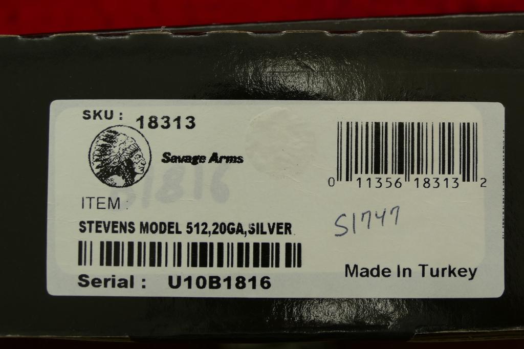 NIB Stevens 512 Goldwing 20 ga Silver O/U Shotgun