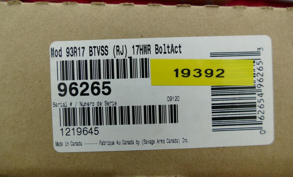 NIB Savage Model 93R17 17 HMR Rifle