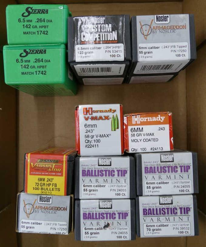 Lot of Assorted 6mm & 6.5 Reloading Bullets