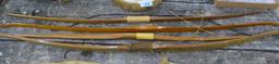 4 Vintage Wood Bows (2 having rattle snake wrap)